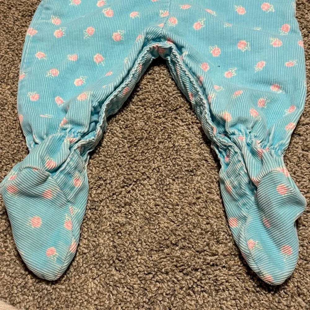 Vintage OshKosh B'gosh Corduroy Overalls Pink Floral Baby Girls 6-9M